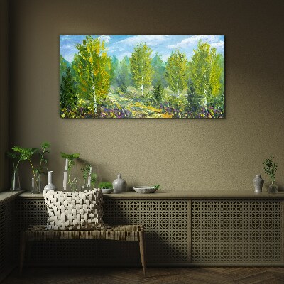 Spring trees in the green Glass Print
