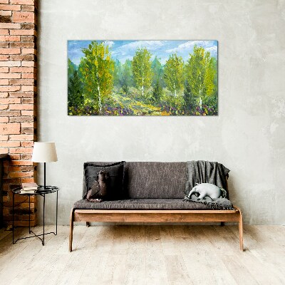 Spring trees in the green Glass Print