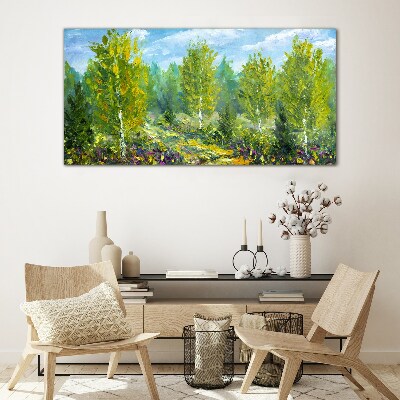 Spring trees in the green Glass Print