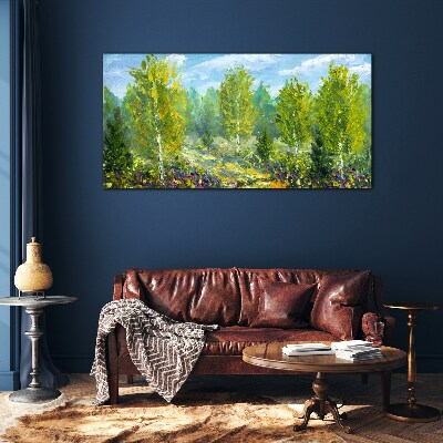 Spring trees in the green Glass Print
