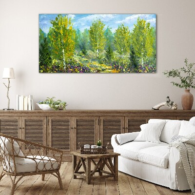 Painting forest Glass Print