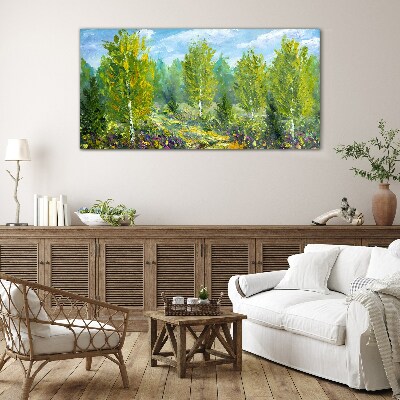 Spring trees in the green Glass Print