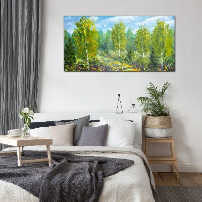 Spring trees in the green Glass Print