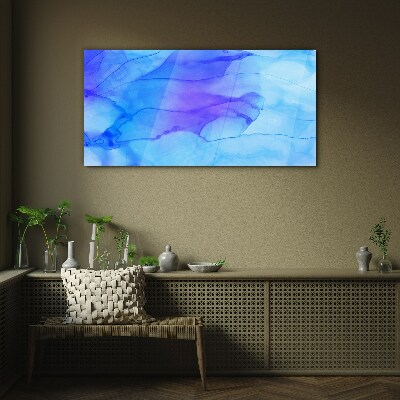 Waves of blue shades Glass Print