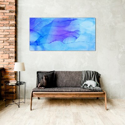 Waves of blue shades Glass Print