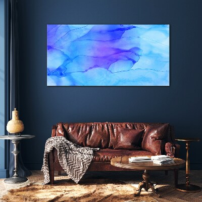 Waves of blue shades Glass Print