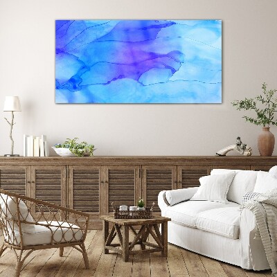 Waves of blue shades Glass Print