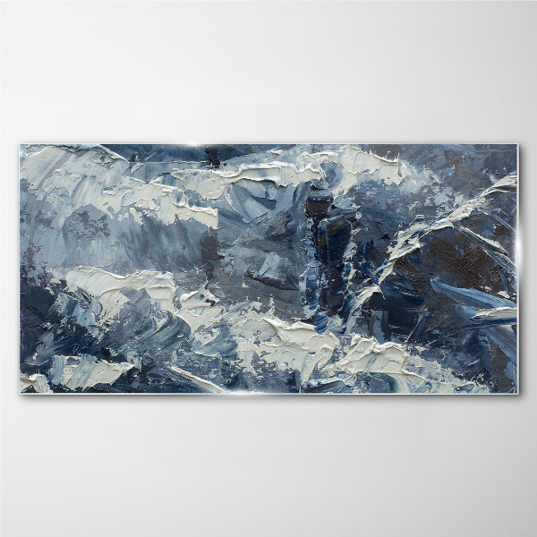 Winter landscape in shades of blue Glass Print
