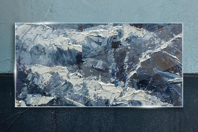 Winter landscape in shades of blue Glass Print