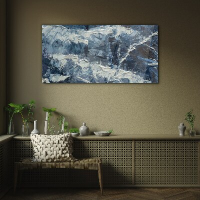 Winter landscape in shades of blue Glass Print