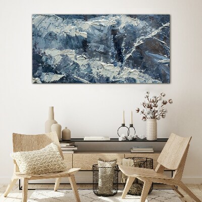 Winter landscape in shades of blue Glass Print