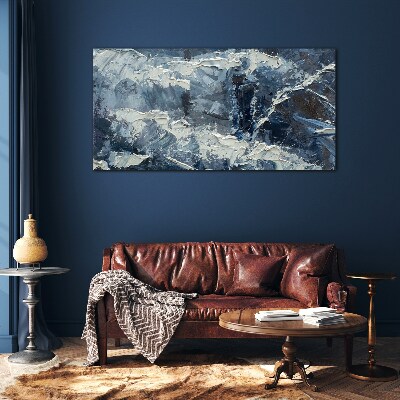 Winter landscape in shades of blue Glass Print
