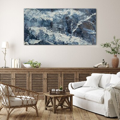 Winter landscape in shades of blue Glass Print