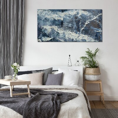 Winter landscape in shades of blue Glass Print