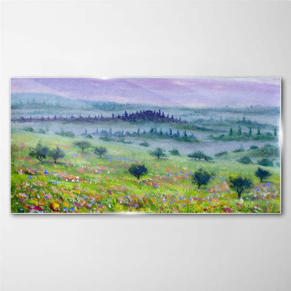 Landscape in pastel colors Glass Print
