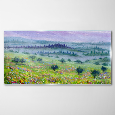 Landscape in pastel colors Glass Print