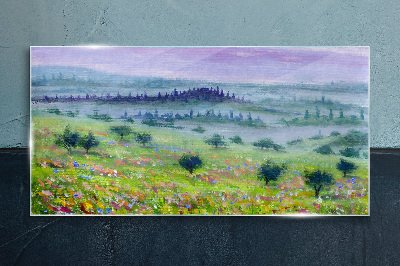 Landscape in pastel colors Glass Print