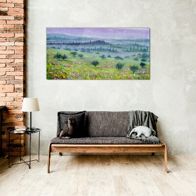 Landscape in pastel colors Glass Print