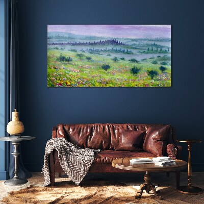 Landscape in pastel colors Glass Print