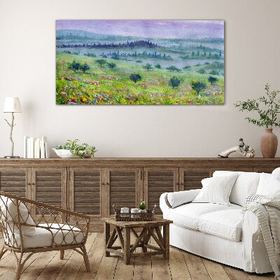 Landscape in pastel colors Glass Print