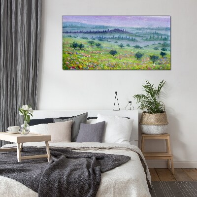 Landscape in pastel colors Glass Print