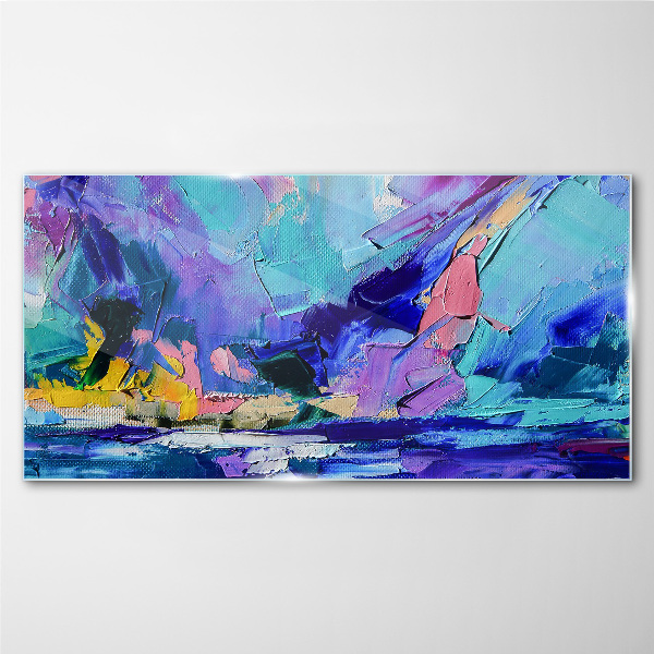 Abstract landscape in shades of purple Glass Print