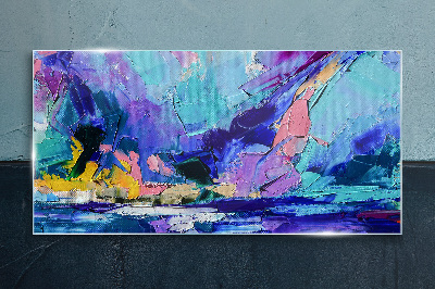 Abstract landscape in shades of purple Glass Print