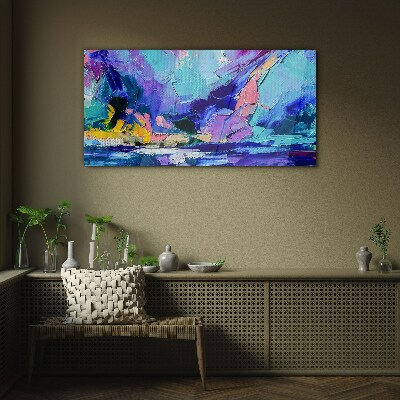 Abstract landscape in shades of purple Glass Print