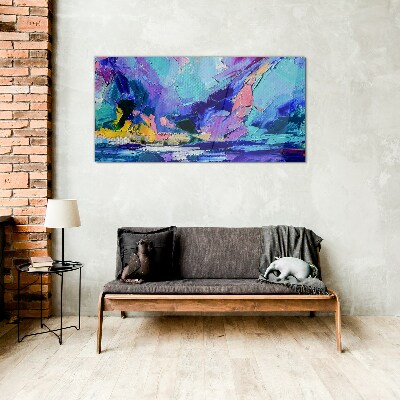 Abstract landscape in shades of purple Glass Print