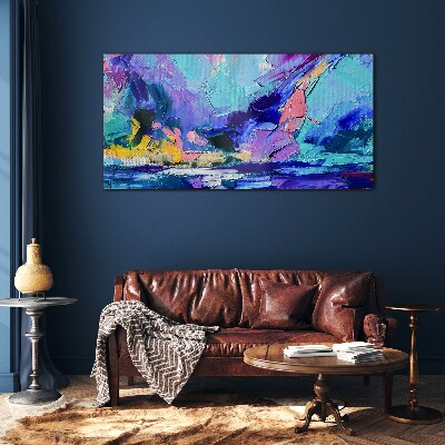 Abstract landscape in shades of purple Glass Print