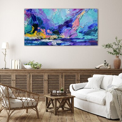 Abstract landscape in shades of purple Glass Print