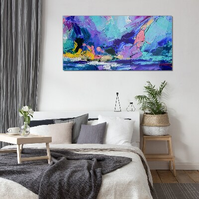 Abstract landscape in shades of purple Glass Print
