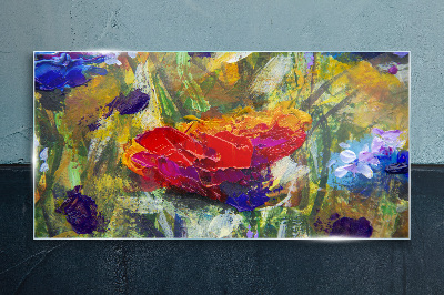 Colorful Floral Expressionism Glass Print