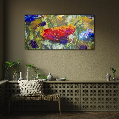 Colorful Floral Expressionism Glass Print