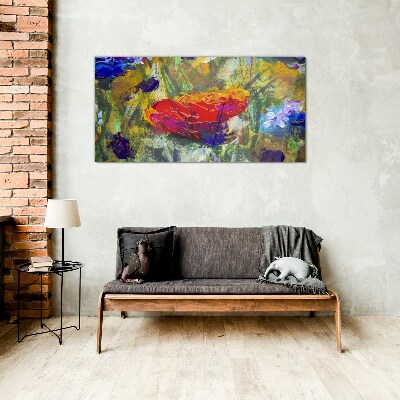 Colorful Floral Expressionism Glass Print