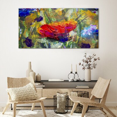 Colorful Floral Expressionism Glass Print