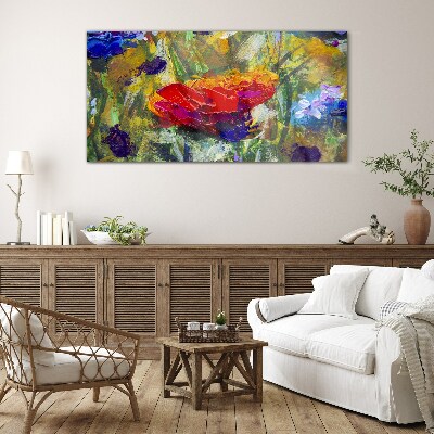 Colorful Floral Expressionism Glass Print