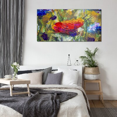 Colorful Floral Expressionism Glass Print