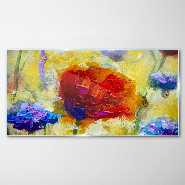 Floral explosion of colors Glass Print