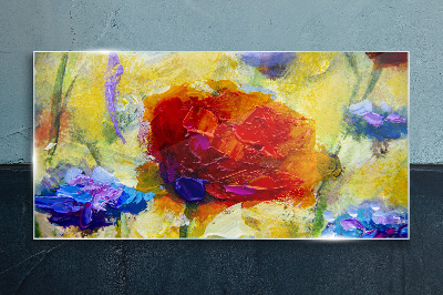 Floral explosion of colors Glass Print
