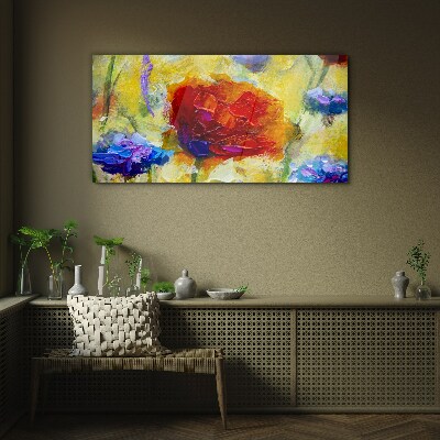 Floral explosion of colors Glass Print