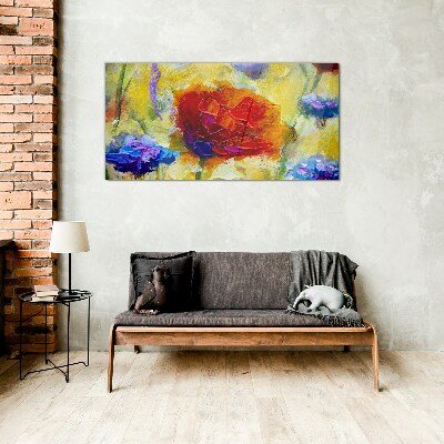 Floral explosion of colors Glass Print