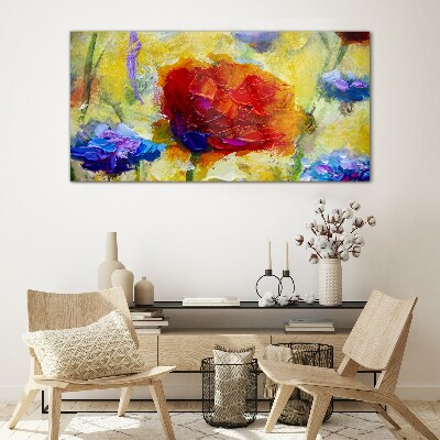 Floral explosion of colors Glass Print