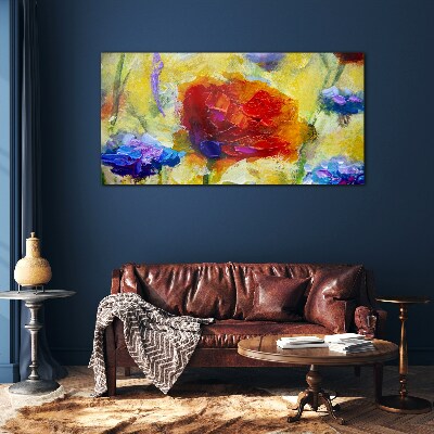 Floral explosion of colors Glass Print