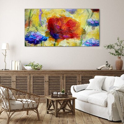 Floral explosion of colors Glass Print