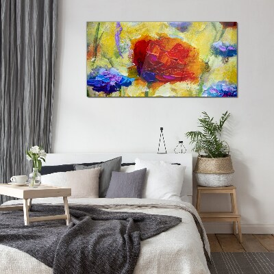 Floral explosion of colors Glass Print