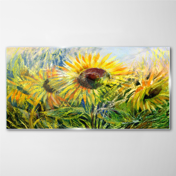Sunflowers in the summer sun Glass Print