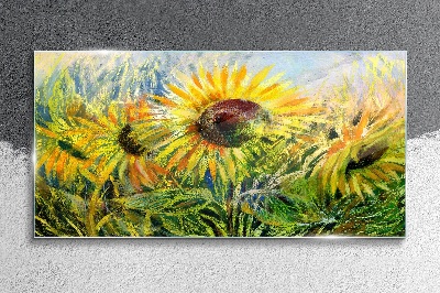 Sunflowers in the summer sun Glass Print