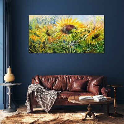Sunflowers in the summer sun Glass Print