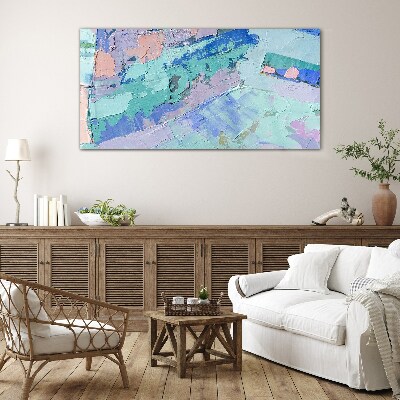 Abstract landscapes in pastel colors Glass Print